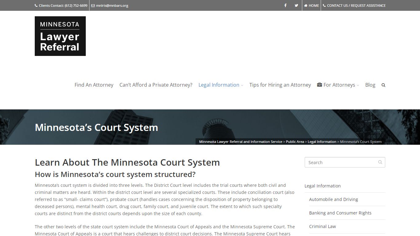 Minnesota Court System Laws | Minnesota Lawyer Referral